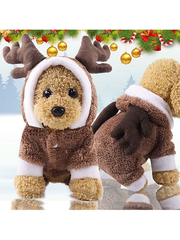 Pet Christmas Reindeer Costume Cosplay Jumpsuit Outfit For Dog-elleschic