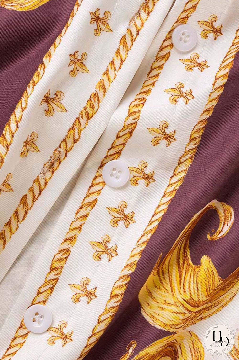 Brown Casual Print Patchwork Turndown Collar Long Sleeve Two Pieces