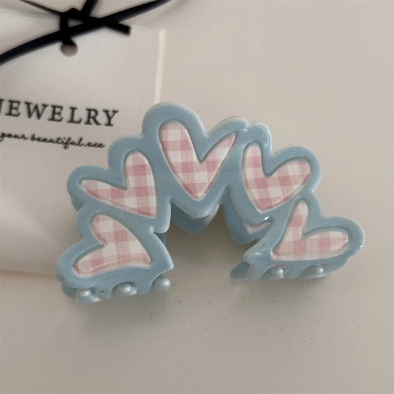 Women’s Cute Sweet Korean Style Color Block Heart Shape Arylic Hair Claws