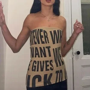 Uveng Uveng New Women's Wear Strapless Sleeveless Letter Street Fashion Personality Package Hip Dress Women