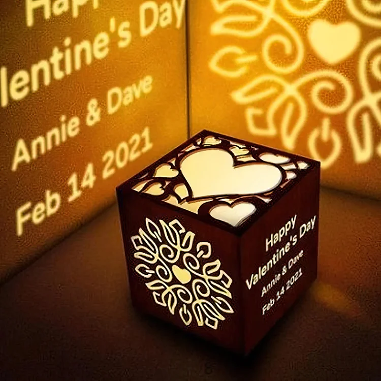 Personalized Text Square Wooden Hollow LED Night Lights