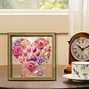 Diamond Painting Special Shaped Drill Dog Paws and Roses With Frame(22x22 CM)