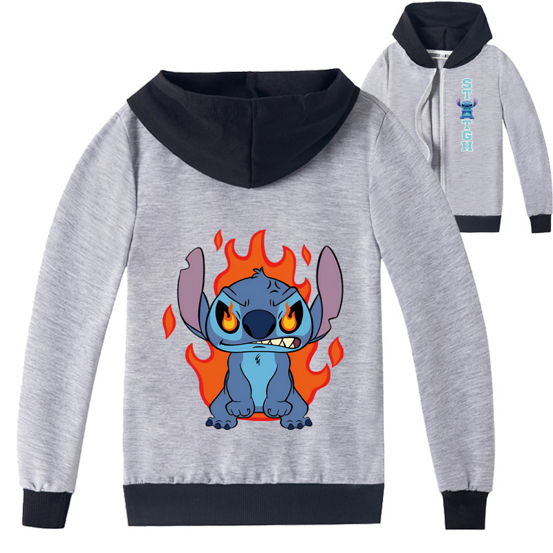 Mayoulove Stitch Zipper Jacket - Cartoonish Style - Cute and Warm - Kids and Parents Favorite!-Mayoulove