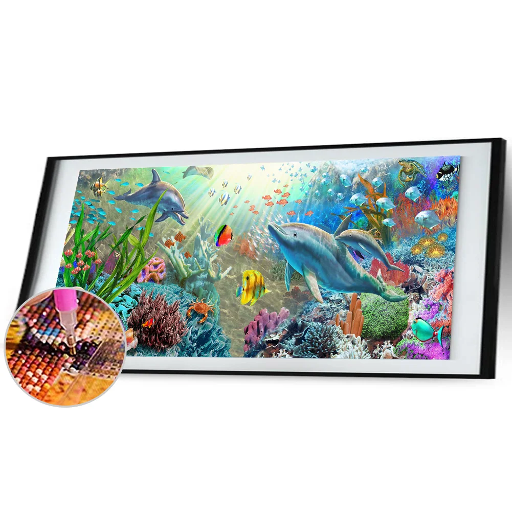 Diamond Painting - Full Round Drill - Ocean Dolphin(90*30cm)