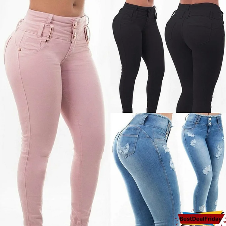 Women Fashion Candy Color Bright Denim Leggings Pants Sexy Slim Pencil Pants Sexy Women High Waist Jeans