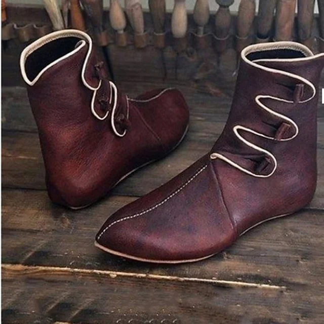 Vintage Medieval Renaissance Shoes Flat Jazz Boots Turn Shoes Pirate Elven Archery Fancy Dress Men's Women's Unisex Celtic Pirate Fantasy Halloween Carnival Masquerade Casual Daily LARP Adults' Shoes