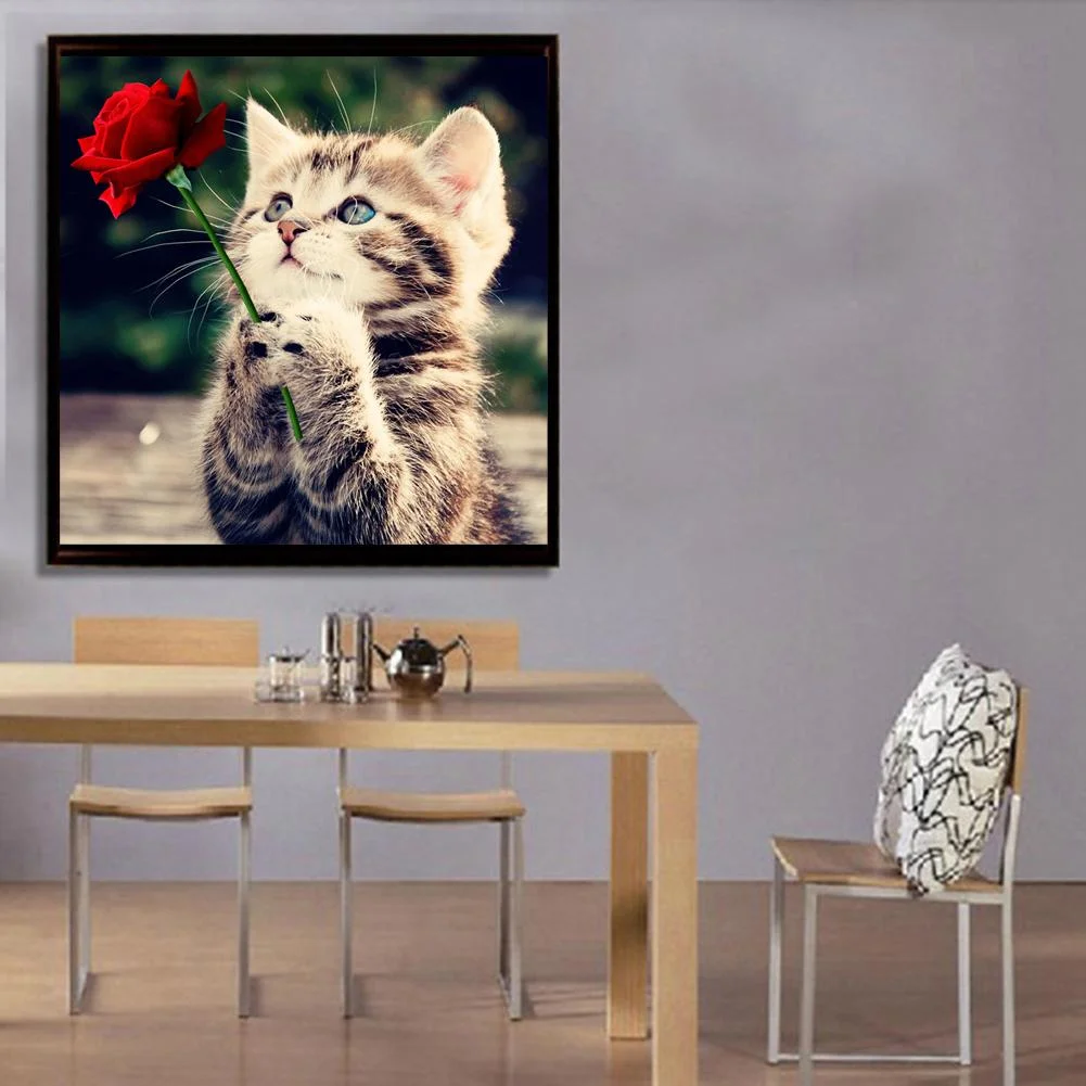 Diamond Painting - Round Drill - Cat Rose(30*30cm)