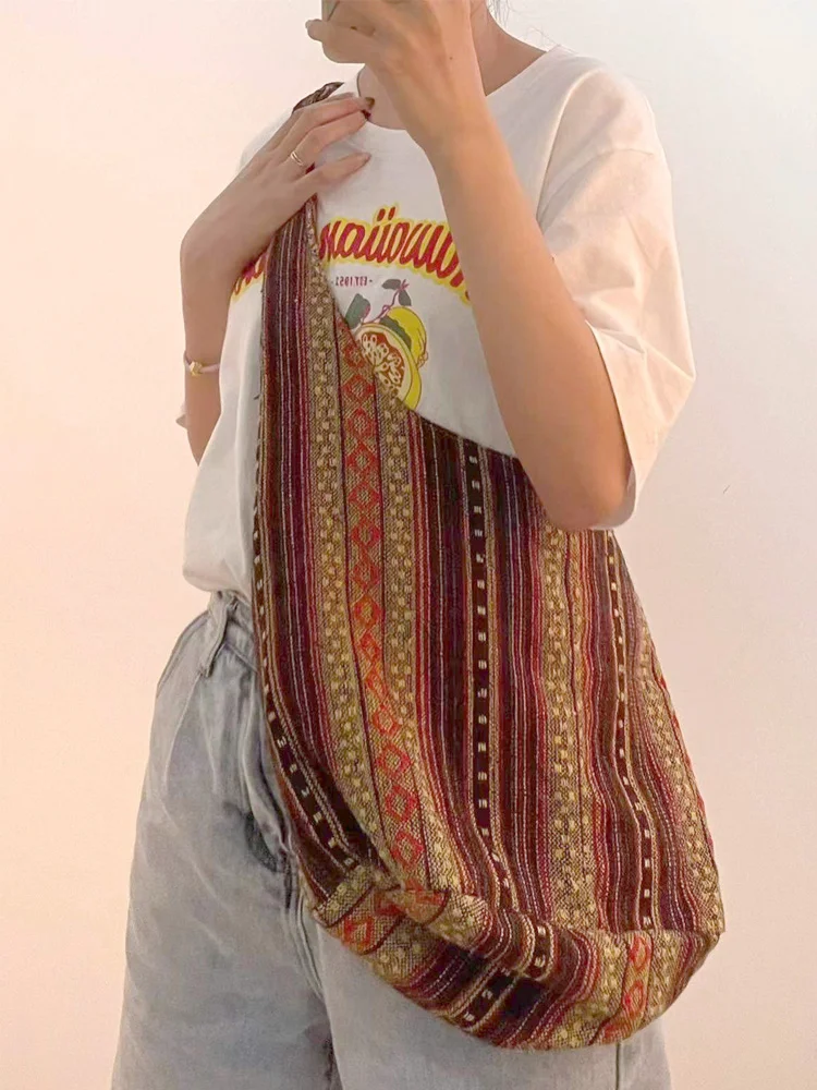 Comstylish Retro Ethnic Style Printed Cotton Shoulder Bag