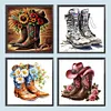 Bottes de cow-boy - peinture au diamant rond - 40 * 40cm