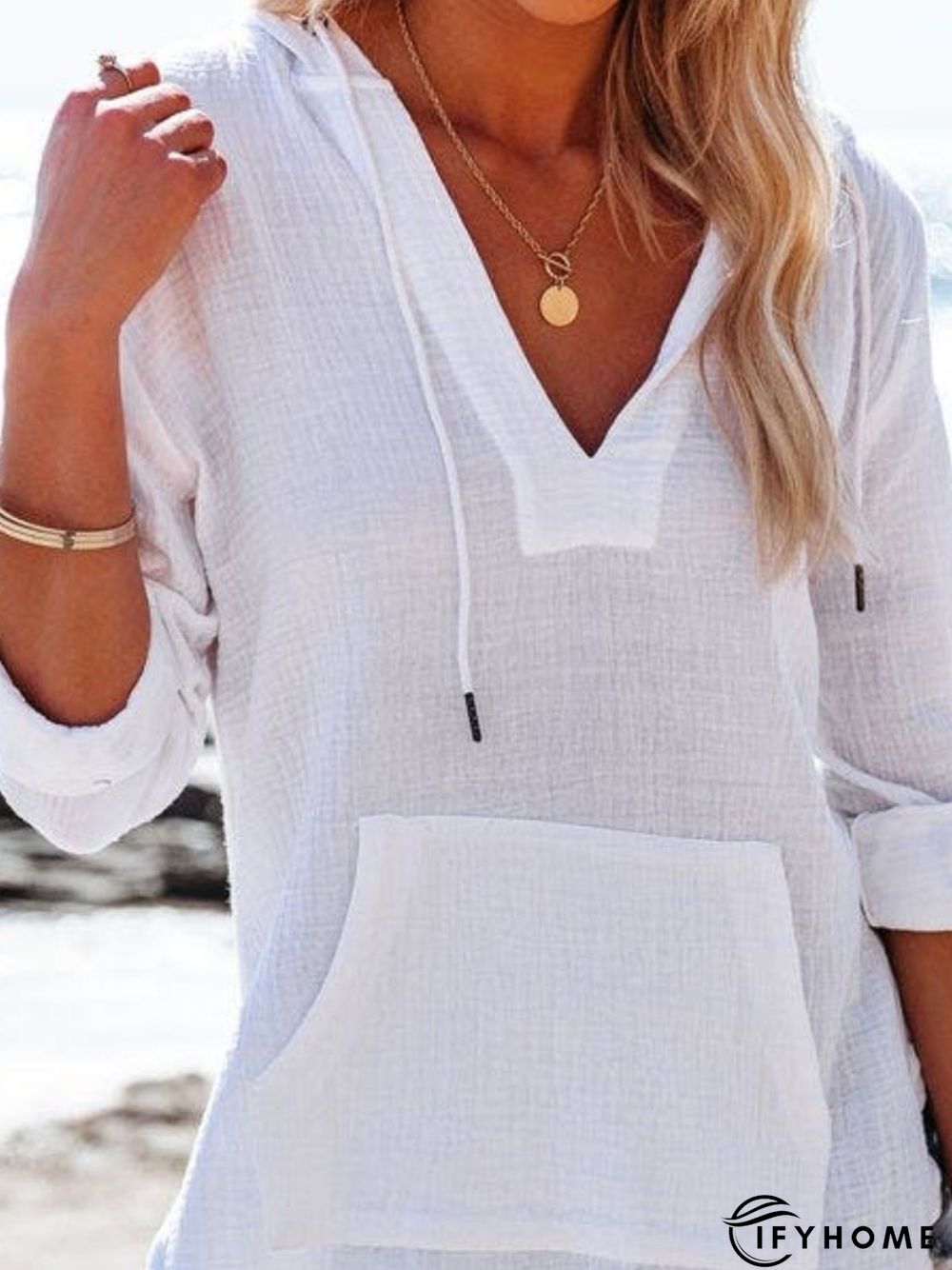 Casual Long Sleeve Hooded Top | IFYHOME