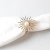 Sun Light Rhinestone Pearl Wedding Catering Napkin Ring