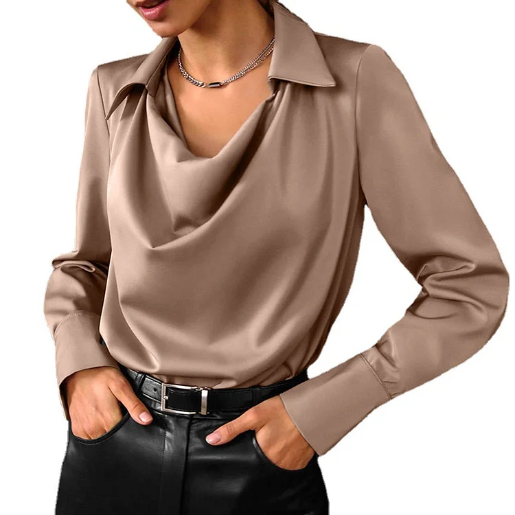 Fashion Long Sleeve Irregular Collar Drape Shirt