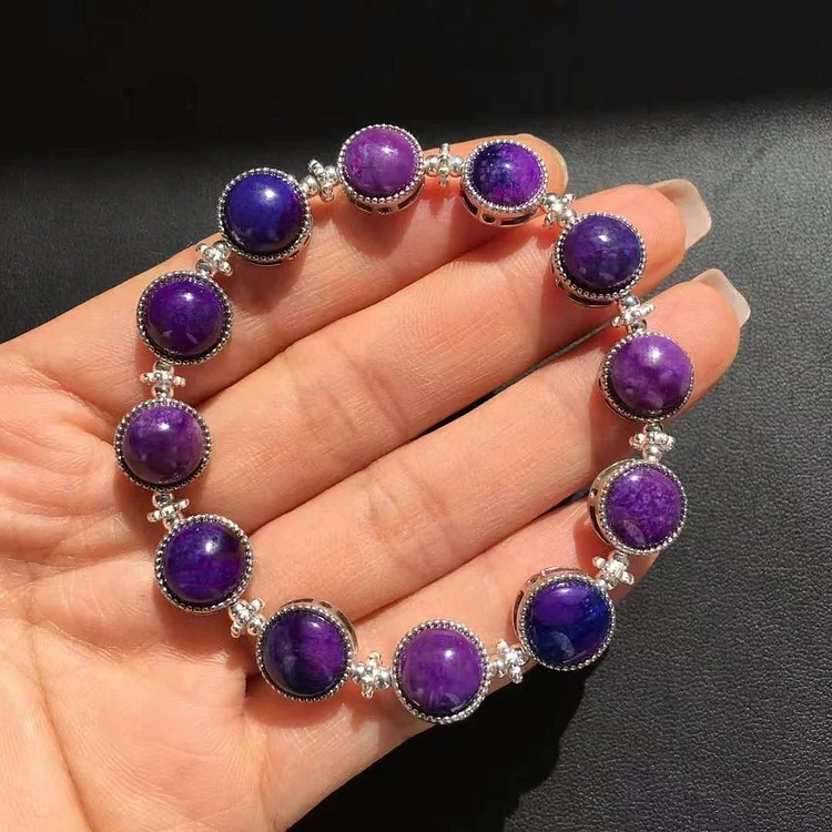 10.5mm 925 Silver Amethyst Crystal Bracelet 