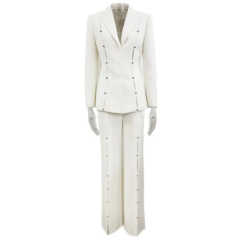 Nigikala Nigikala New Star Fashion Temperament Diamond Hollow Suit Trousers Set Two Sets