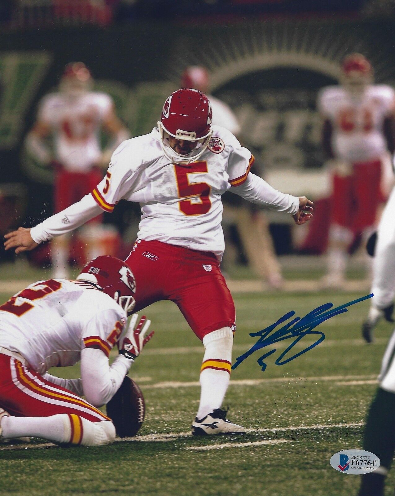 John Carney Signed Chiefs Football 8x10 Photo Poster painting BAS Beckett COA Picture Autograph