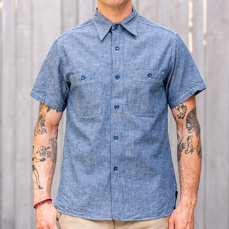 Men's Chambray Summer Indigo Blue Shirt