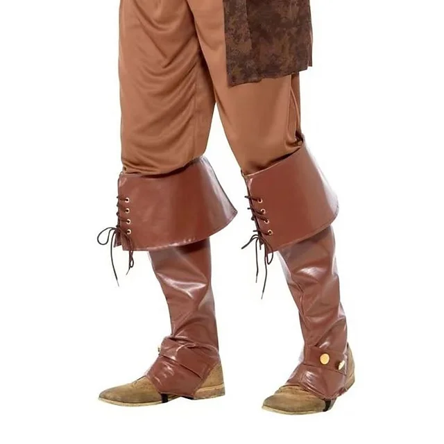 Retro Vintage Medieval Renaissance Gaiters Boot Covers Pirate Viking Crusader Elven Fancy Dress Unisex Celtic Pirate Royal Halloween Carnival LARP Adults' Leg Warmers