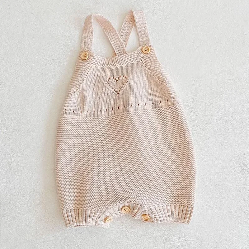 Autumn Baby Clothes Girls Rompers Loving Heart Baby Girl Lotus Leaf Knit Braces Rompers Baby Jumpsuit Baby Clothes