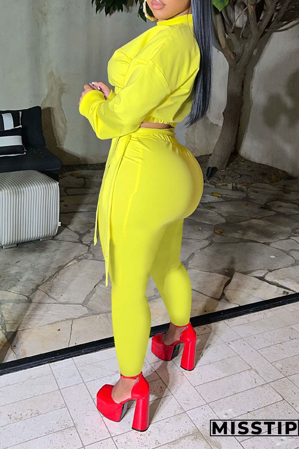 Red Casual Solid Patchwork O Neck Long Sleeve Two Pieces