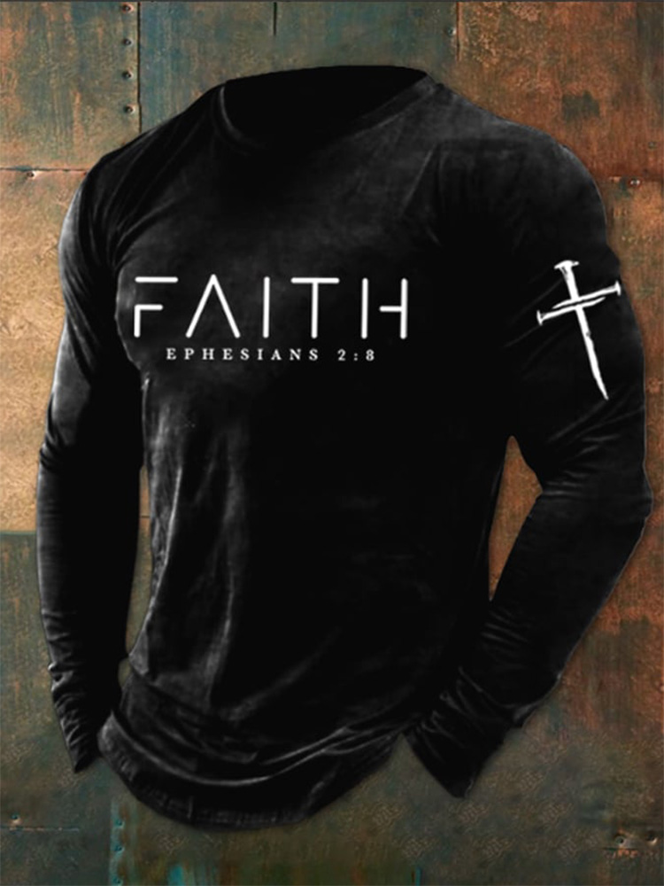 Comstylish Men's Faith Cross Print T-Shirt