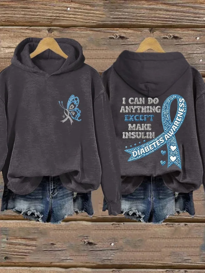 Women's  I Can Do Anything Except Make Insulin Print Round Neck Sweatshirt socialshop