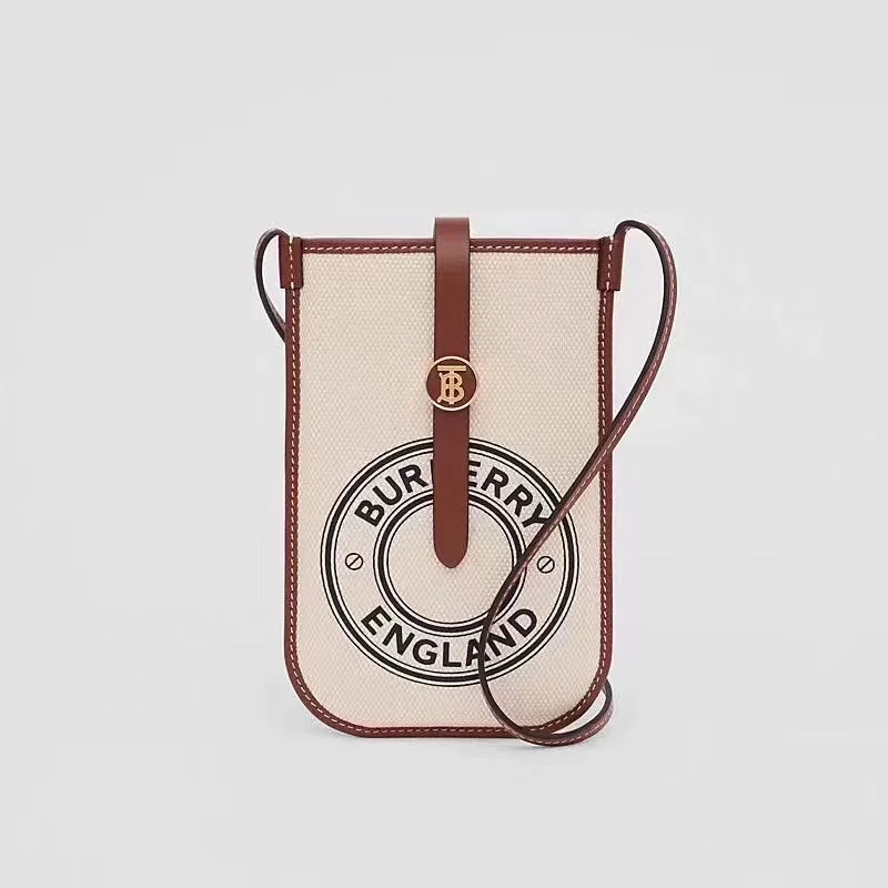 Retro Two-Tone Cotton and Leather Phone Bag