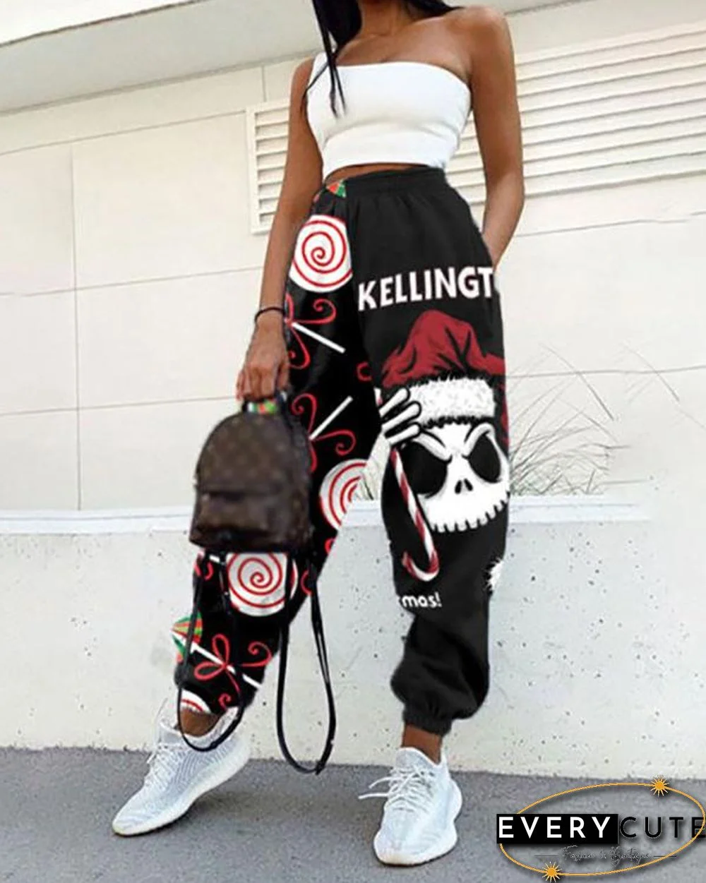 Christmas And New Year Print Sweatpants