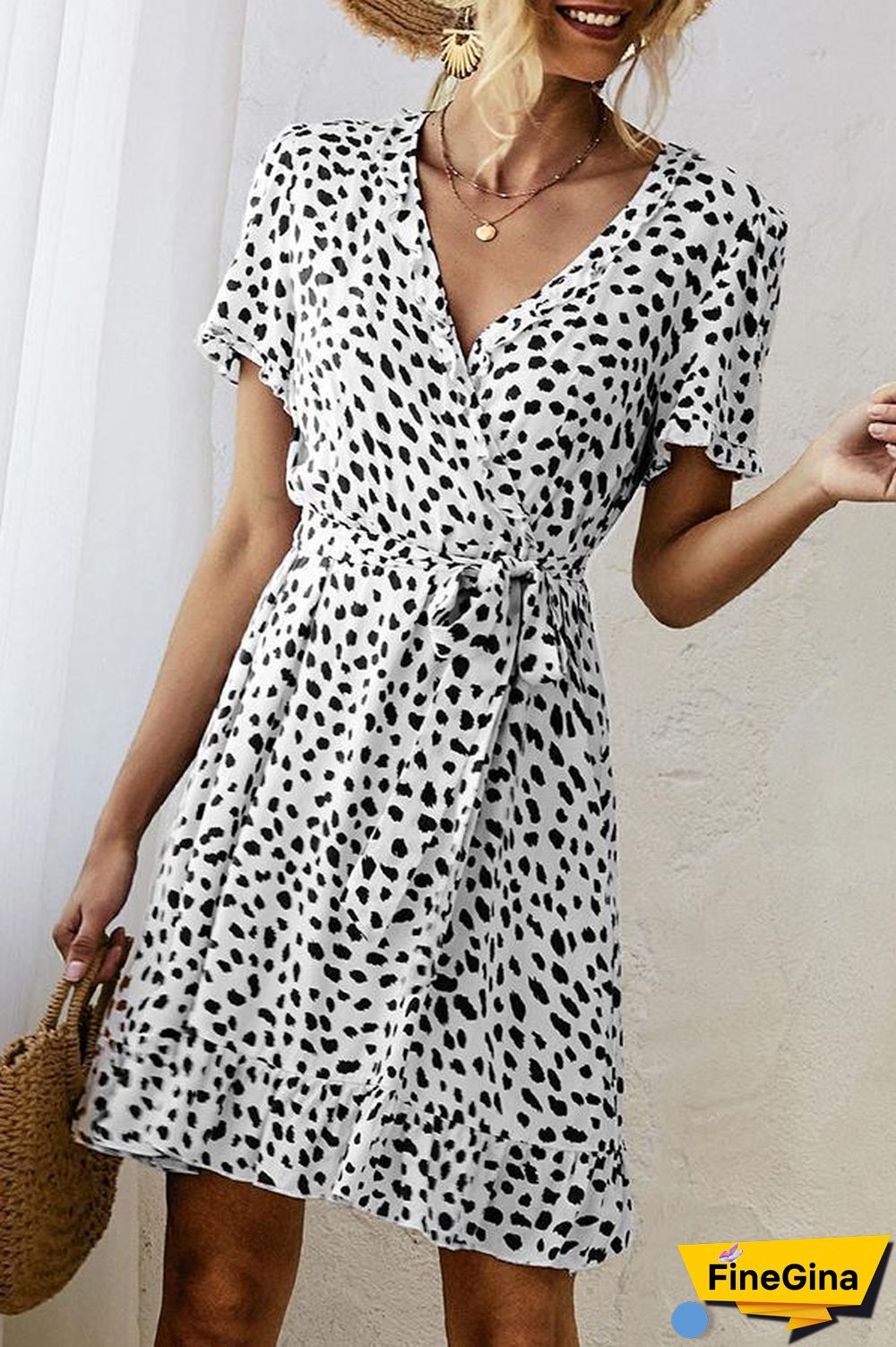 Printed A-line Ruffled Mini Dress (3 Colors) P14195