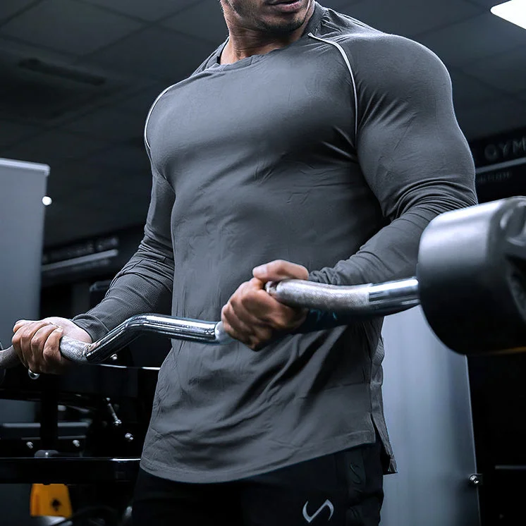 Men's Fitness Training Clothes Running Slim Fit Sports Bodysuit Long Sleeve T-Shirt