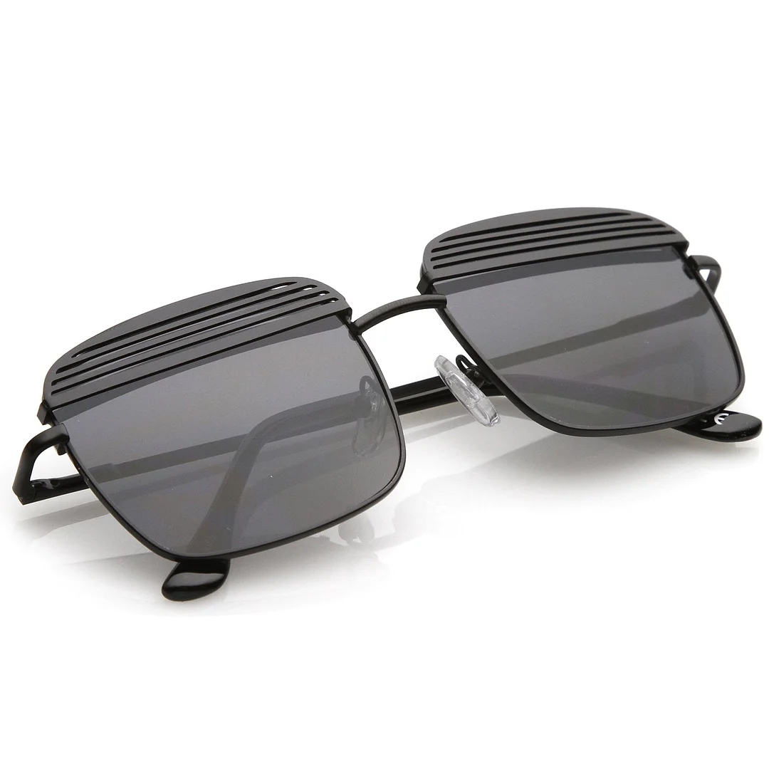 Modern Ultra Slim Arms Metal Cover Super Flat Lens Square glasses 53mm