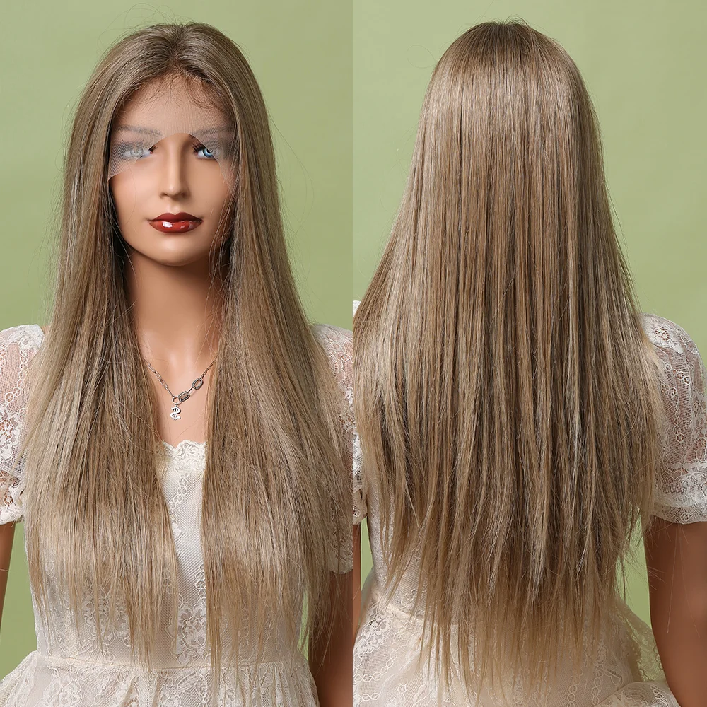 Long Straight Lace Black/Brown/Blonde Daily Wigs ELCNEPAL