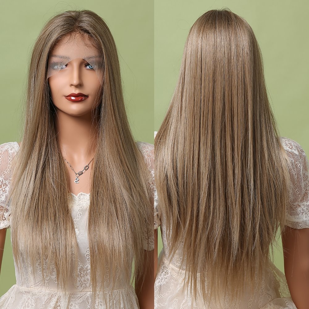Long Straight Lace Black/Brown/Blonde Daily Wigs US Mall Lifes