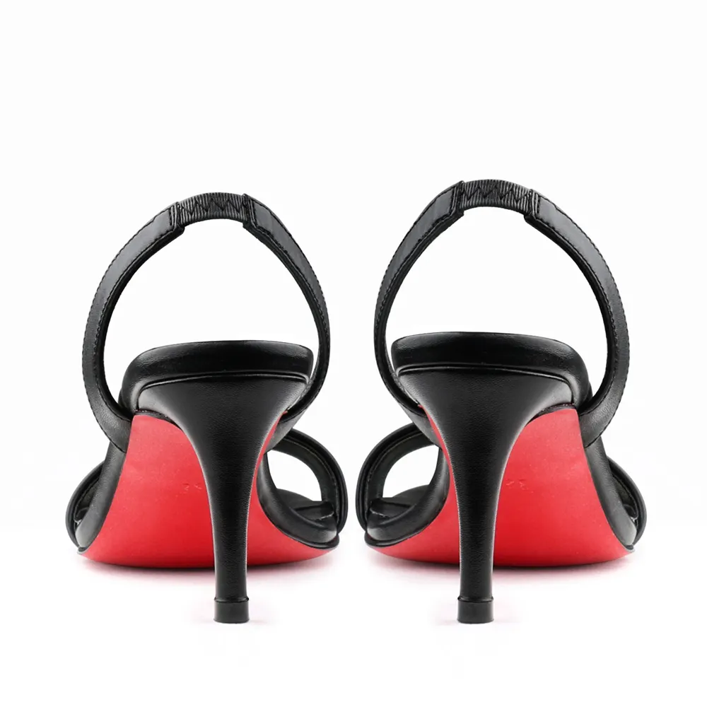 65mm/100mm Open Toe Elastic Heel Strap Pumps Matte Sandals Red Soles-vocosishoes
