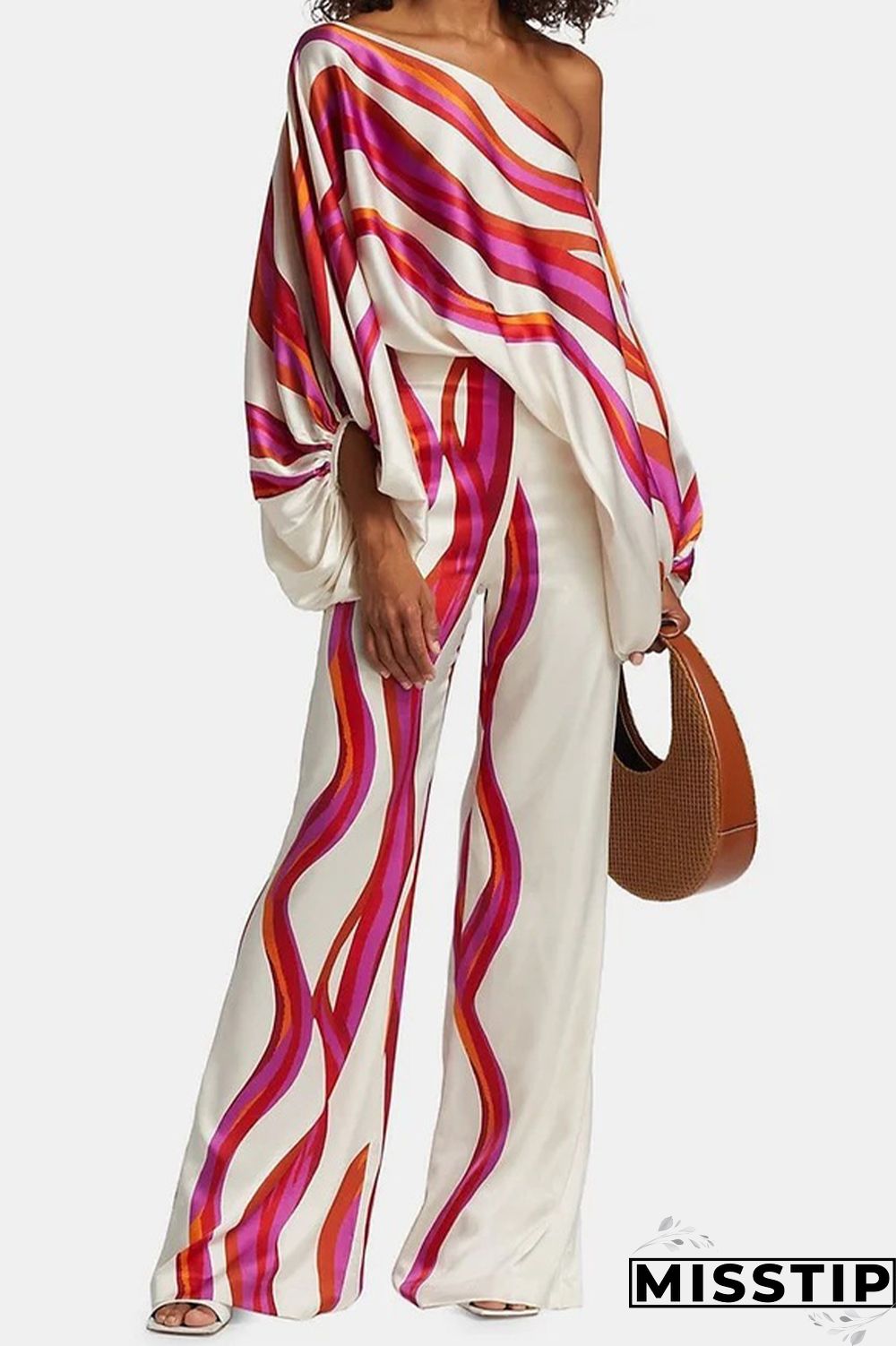 Yellow Casual Elegant Print Patchwork Off the Shoulder Long Sleeve Two Pieces