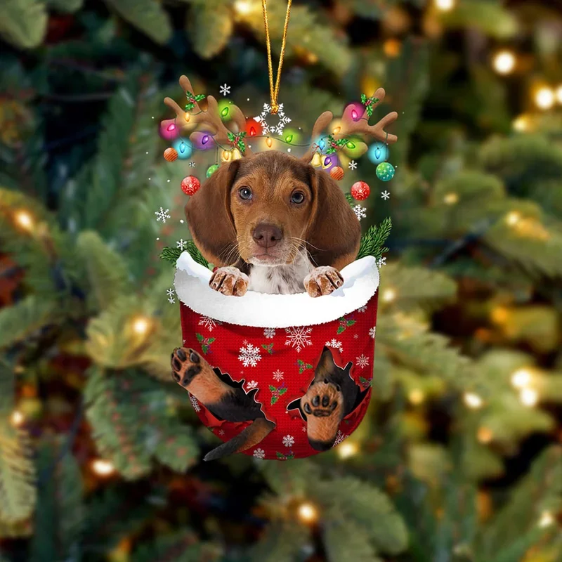 Pocket Beagle. In Snow Pocket Christmas Ornament trabladzer