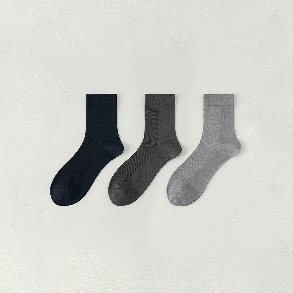 Men&rsquo;s Luxury Mid-Calf Dress Socks 3-Pack For Business  REAL SILK LIFE