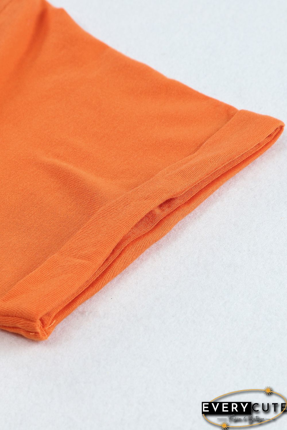 Orange Solid Color Crew Neck Tee
