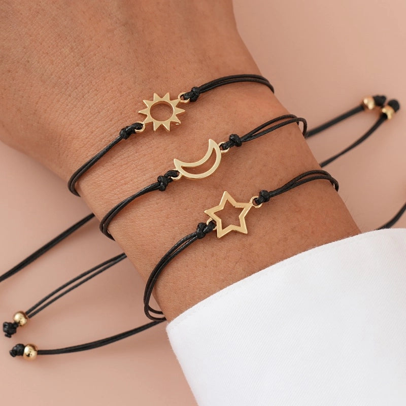 Jewelry Simple Retro Alloy Sun Moon Star Men’s Friendship Adjustable Couple Card Bracelet