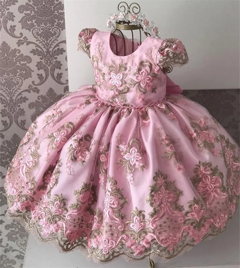 Girls Lace flower Princess Dress Birthday Party Vestidos Kids Christmas Dress Children Elegant Wedding Ball Gown Xmas Clothing