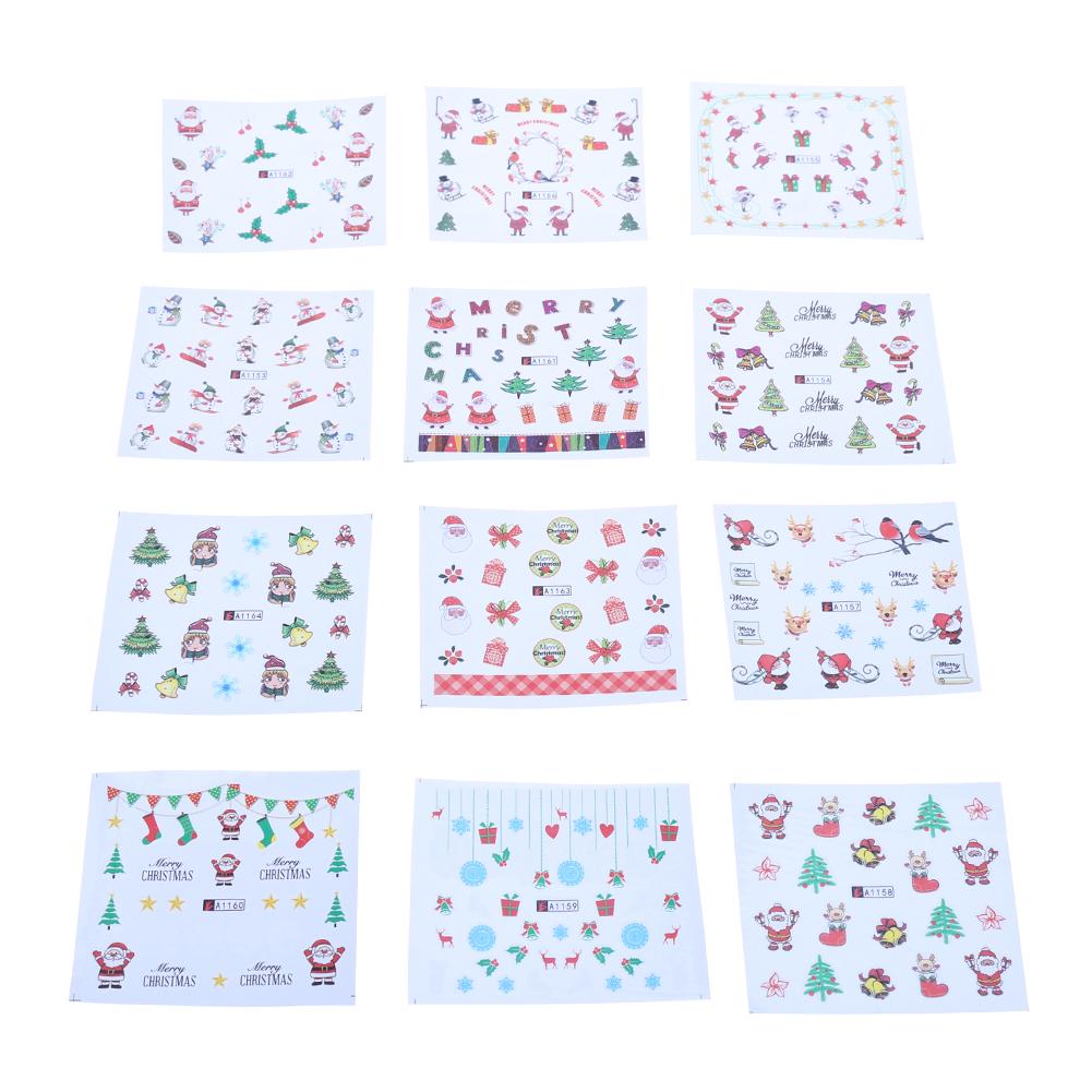 

12pcs/Set Nail Art 3D Stickers Christmas-Pattern Decoration Nail Stickers, 1153-1164, 501 Original