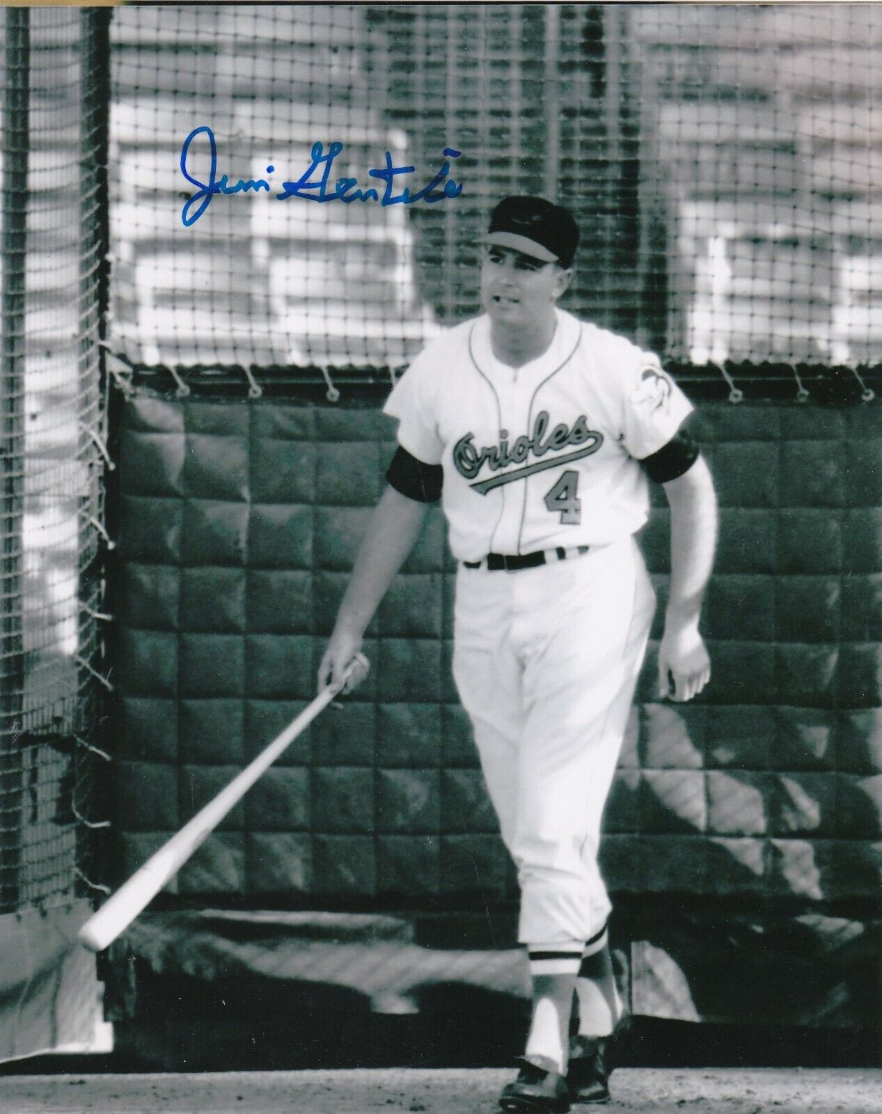 JIM GENTILE BALTIMORE ORIOLES ACTION SIGNED 8x10