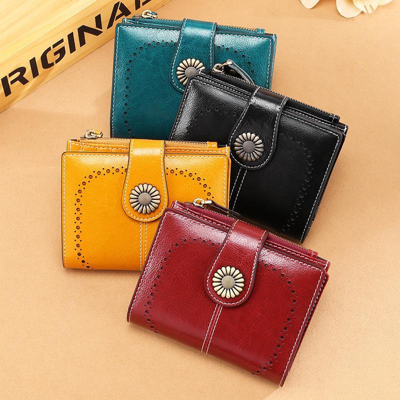 Women Wallet Genuine Leather Bifold Purse