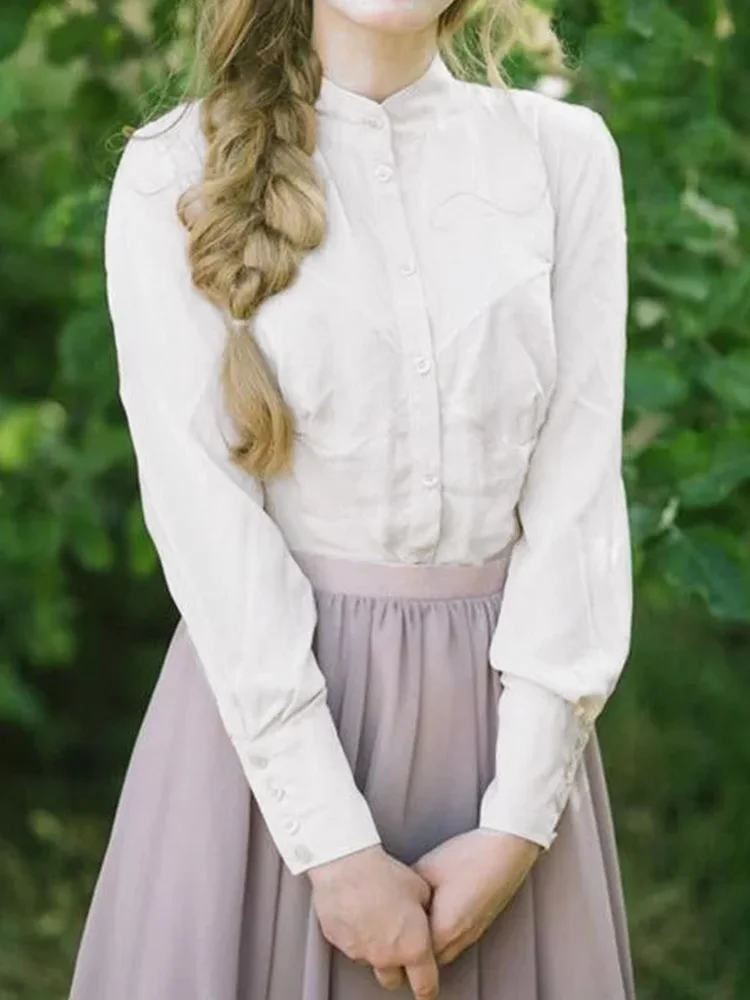 Vintage Basic Long Sleeve Blouse