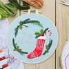【Limited Stock Sale】Christmas-DIY Embroidery Kit with Pattern Cotton Threads Needles Hoop 30*30cm/11.8*11.8in tapestrymarket