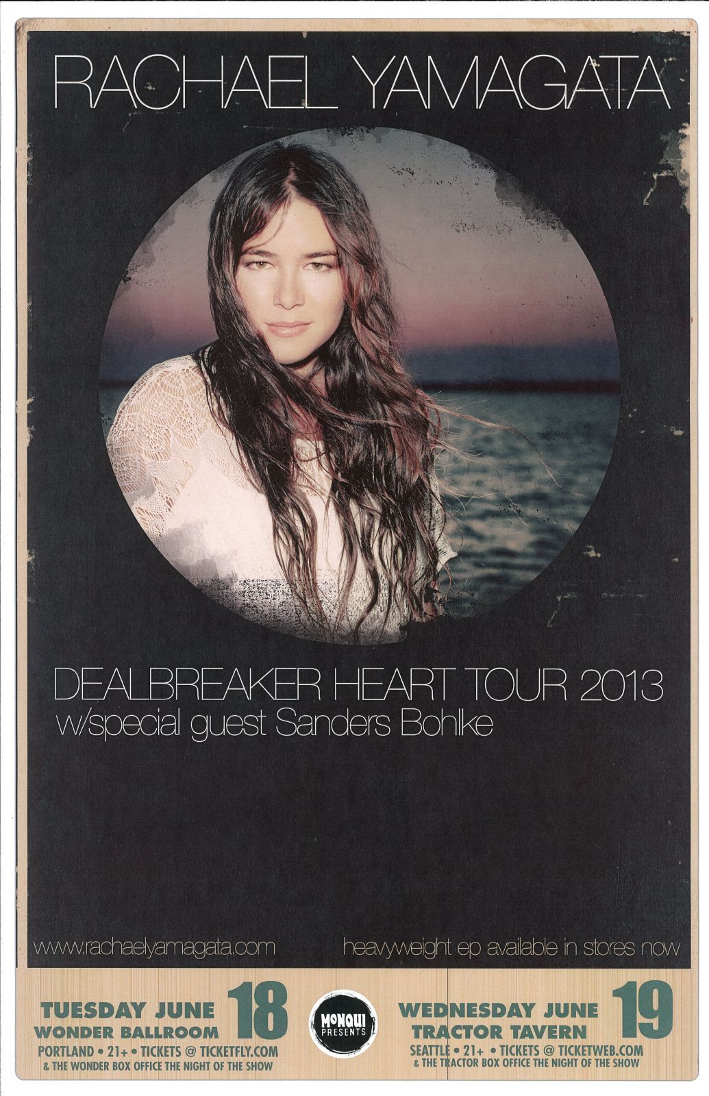 RACHAEL YAMAGATA 2013 Gig POSTER Portland Oregon & Seattle Concert