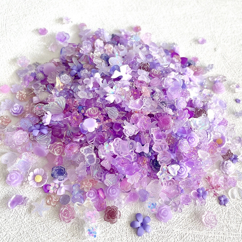 New Mixed Style Fairy Nail Art Decorations Ice Transparent Camellia Butterfly Deer Heart Shaped Material Pack