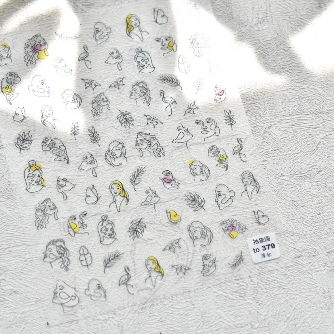 Abstract Image Nail Sticker Abstraction of Characters Nail Sticker 3D Engraved Nail Art Decorations Nail Decals Design