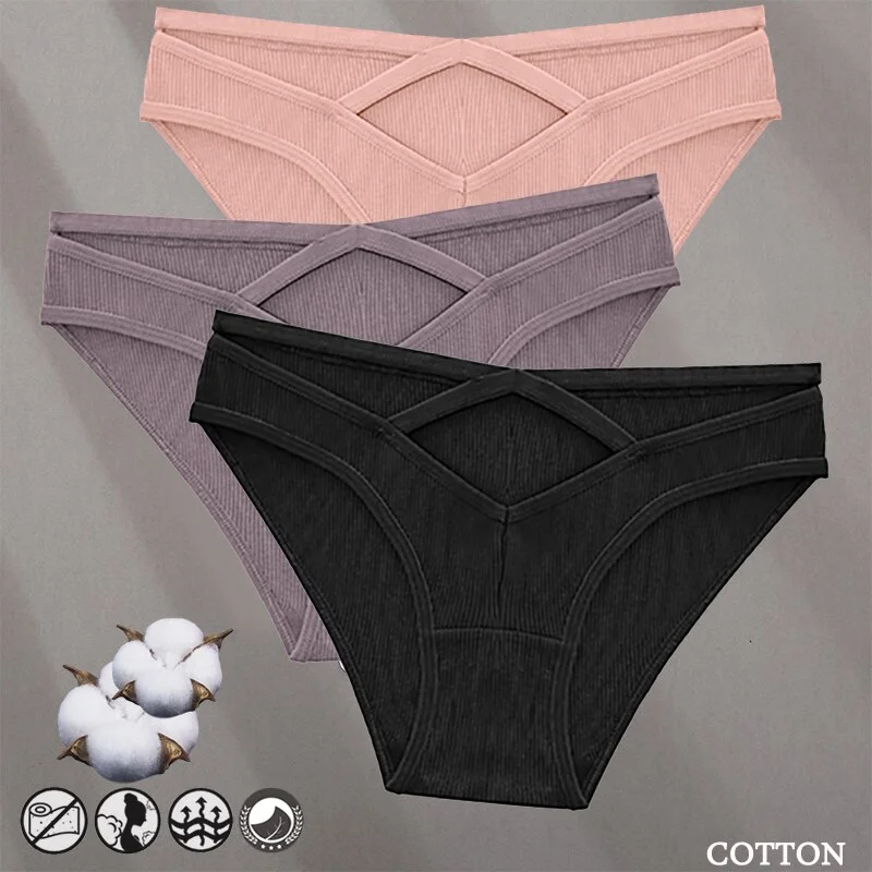 Billionm Women Sexy Cotton Underwear V-Waist Hollow Out Panties Briefs Solid Color Intimates Lingerie Female Comfortable Panty
