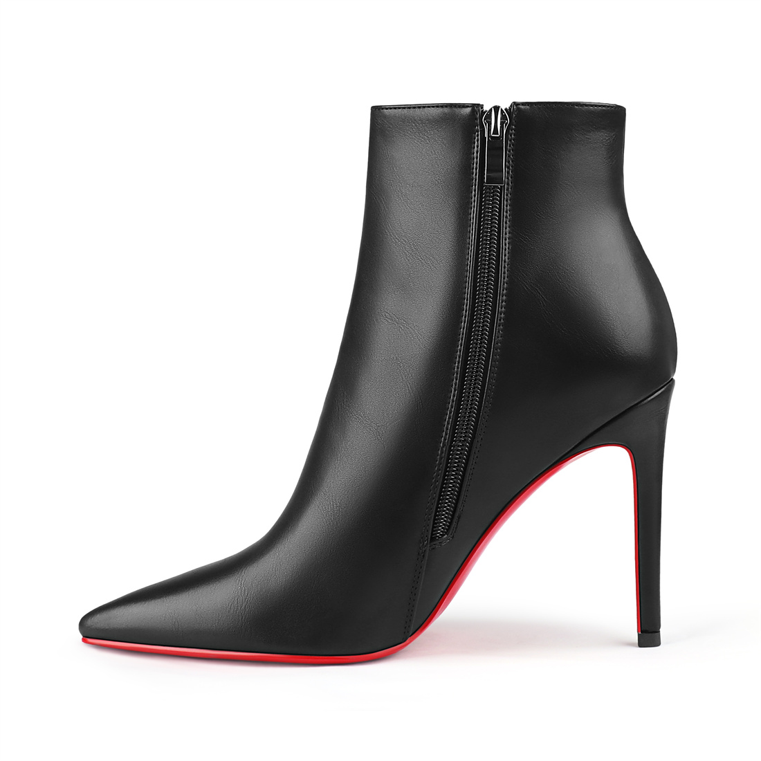 4inch Red Bottom Women's Closed Pointed Toe Stilettos Ankle Boots-MERUMOTE
