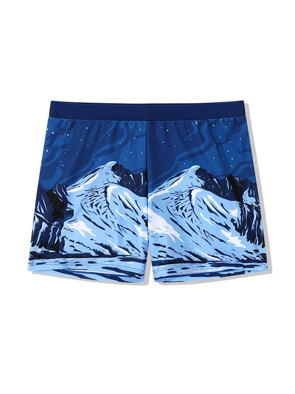 Night sky nature landscape full moon black mens trunks